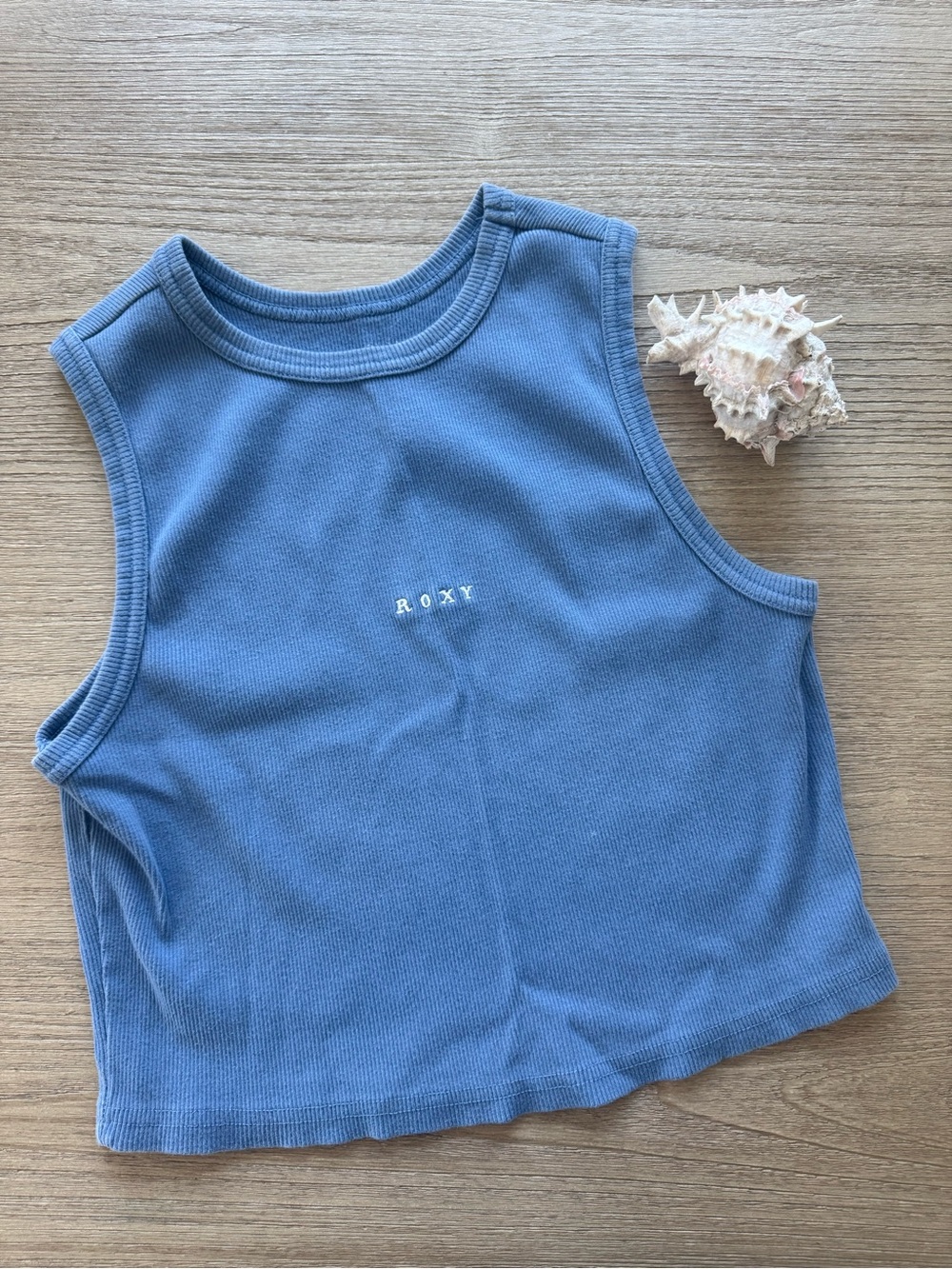Roxy Dusty Blue Ribbed Cropped Tank